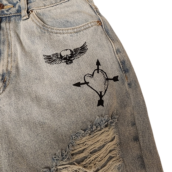 Adika Distressed High Waist Tattoo Mother Cut Jeans Size 28 - Picture 8 of 14